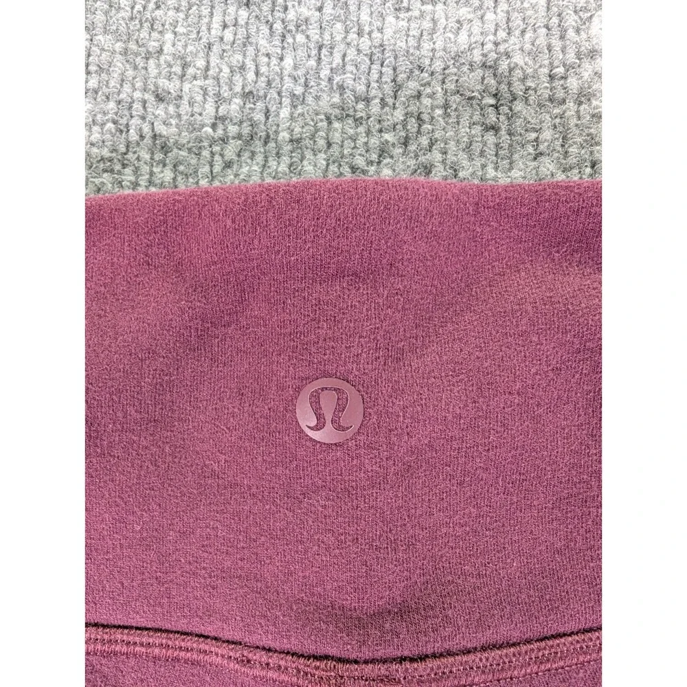 Lululemon Wonder Lounge Fleece High Rise Leggings LW5CN5S Burgundy Plum Size 4